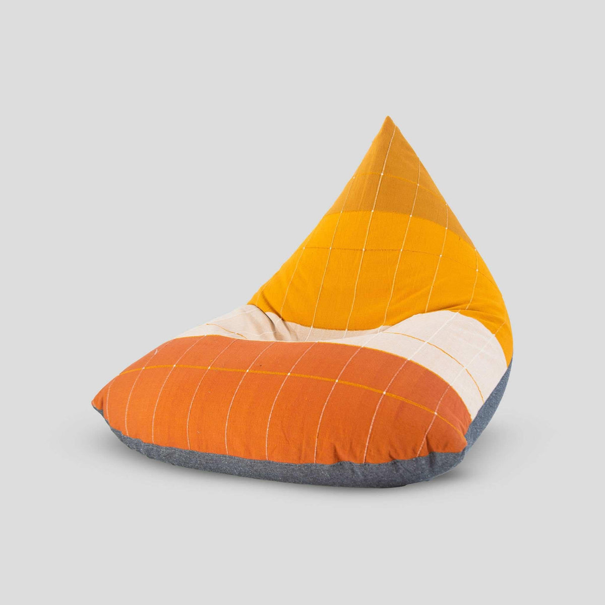 sustainable ethical handmade handloom slow-fashion Bean Bag Chairs Bean Bag Chair Cover (Without Filling) | Mustard Sandwich &amp; Charcoal made in sri lanka 
