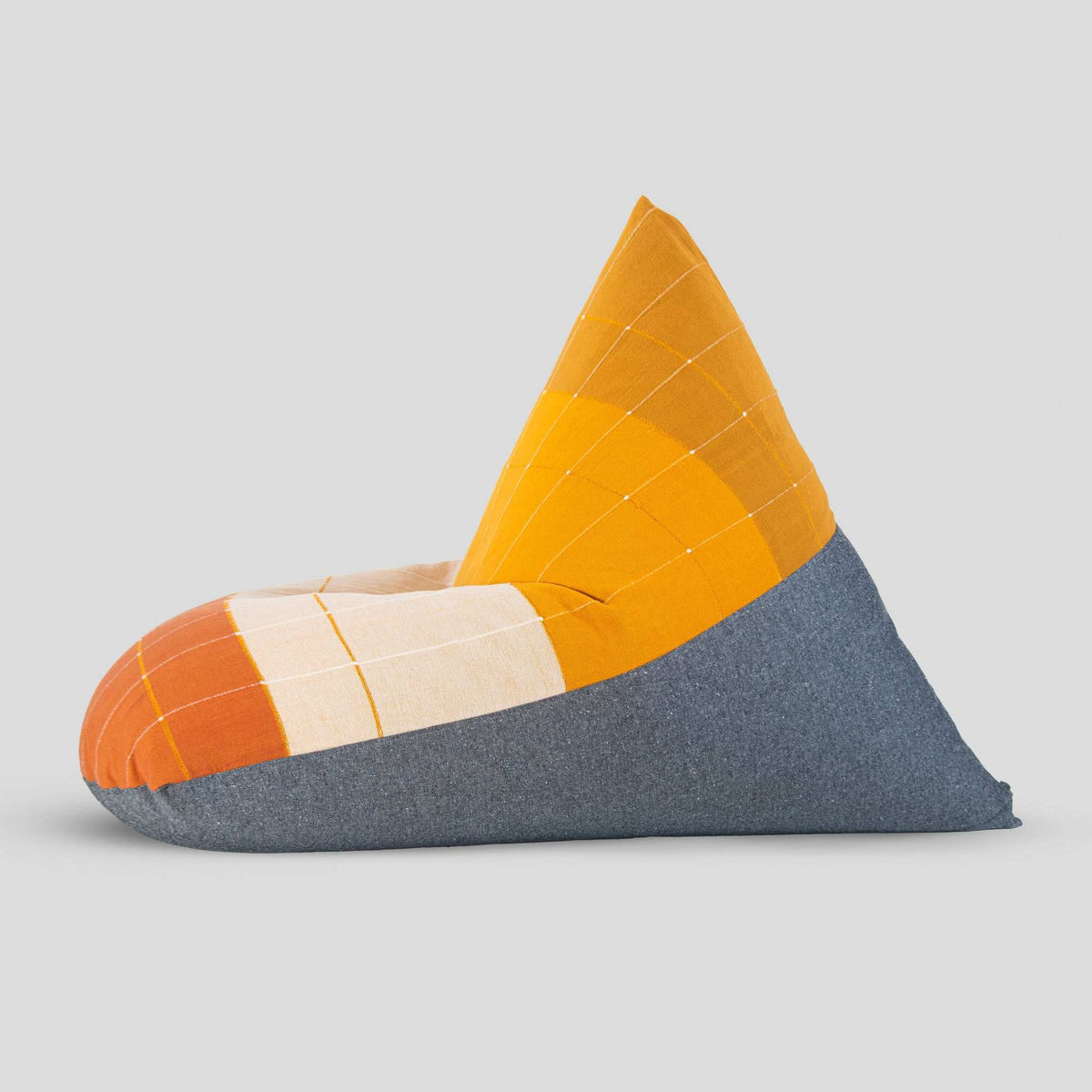 sustainable ethical handmade handloom slow-fashion Bean Bag Chairs Bean Bag Chair Cover (Without Filling) | Mustard Sandwich &amp; Charcoal made in sri lanka 