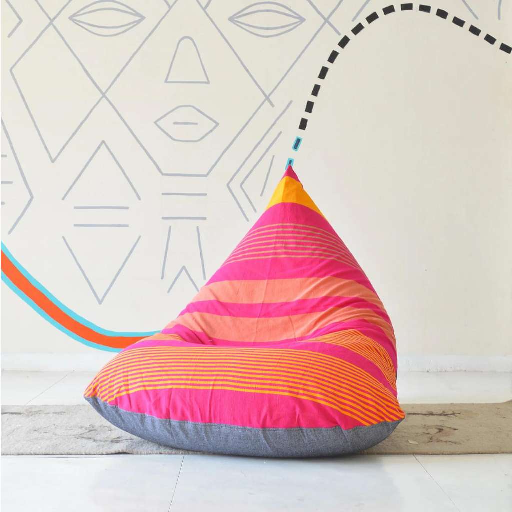 sustainable ethical handmade handloom slow-fashion Bean Bag Chairs Bean Bag Chair Cover - Handmade & Ergonomic  | Flamingo in the Sun made in sri lanka 