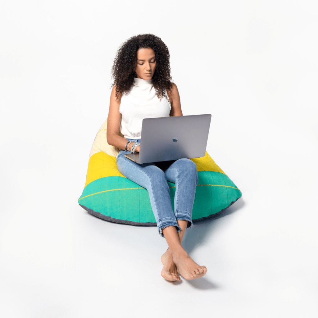sustainable ethical handmade handloom slow-fashion Bean Bag Chair Cover - Handmade &amp; Ergonomic | Mustard Sandwich &amp; Charcoal made in sri lanka 