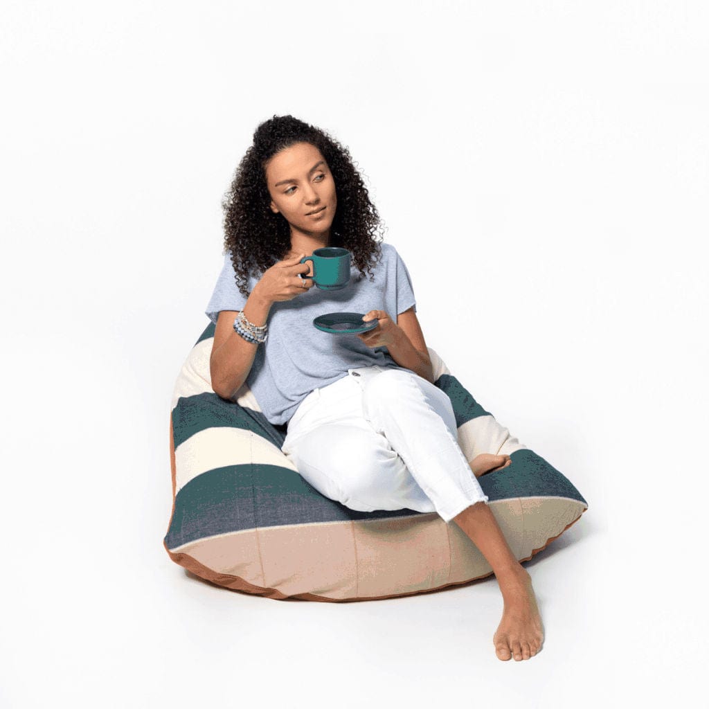 sustainable ethical handmade handloom slow-fashion Bean Bag Chair Cover - Handmade &amp; Ergonomic | Mustard Sandwich &amp; Charcoal made in sri lanka 