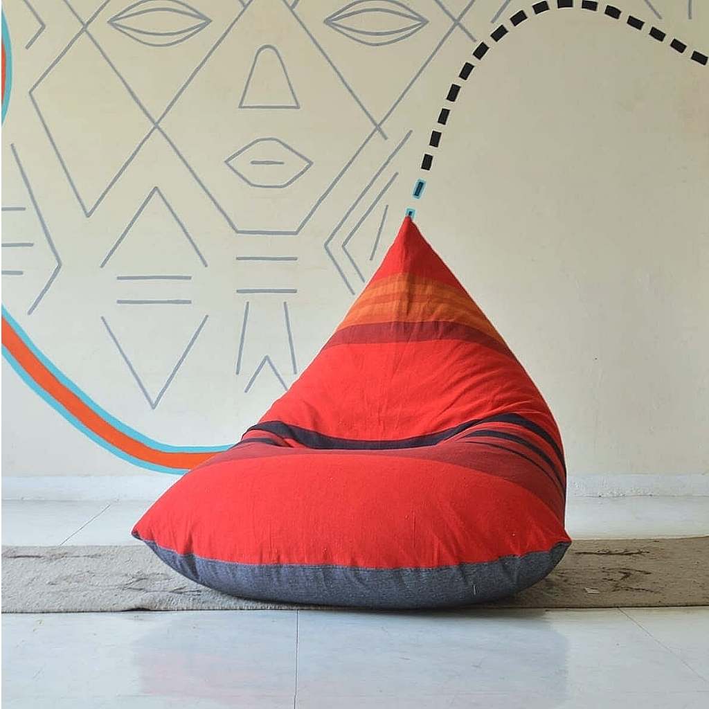 sustainable ethical handmade handloom slow-fashion Bean Bag Chairs Bean Bag Chair Cover - Handmade & Ergonomic  | Pomegranate Sangria made in sri lanka 