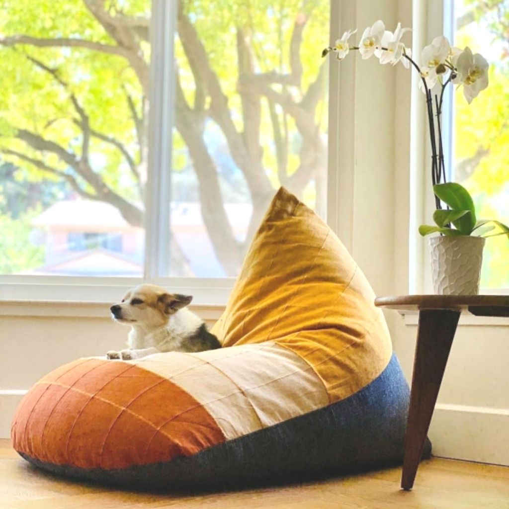 sustainable ethical handmade handloom slow-fashion Bean Bag Chair Cover - Handmade & Ergonomic  | Red Malachite made in sri lanka 