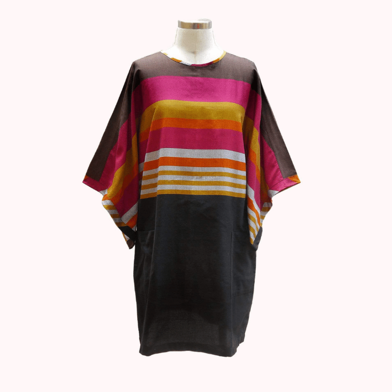 sustainable ethical handmade handloom slow-fashion Handmade Silk &amp; Cotton Shift Dress | Dune (Small) made in sri lanka 