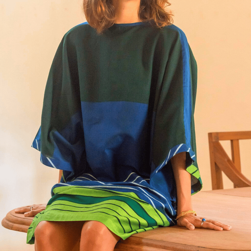 Handmade Silk & Cotton Shift Dress | Dune (Small) Handmade Silk & Cotton Shift Dress | Dune (Small)