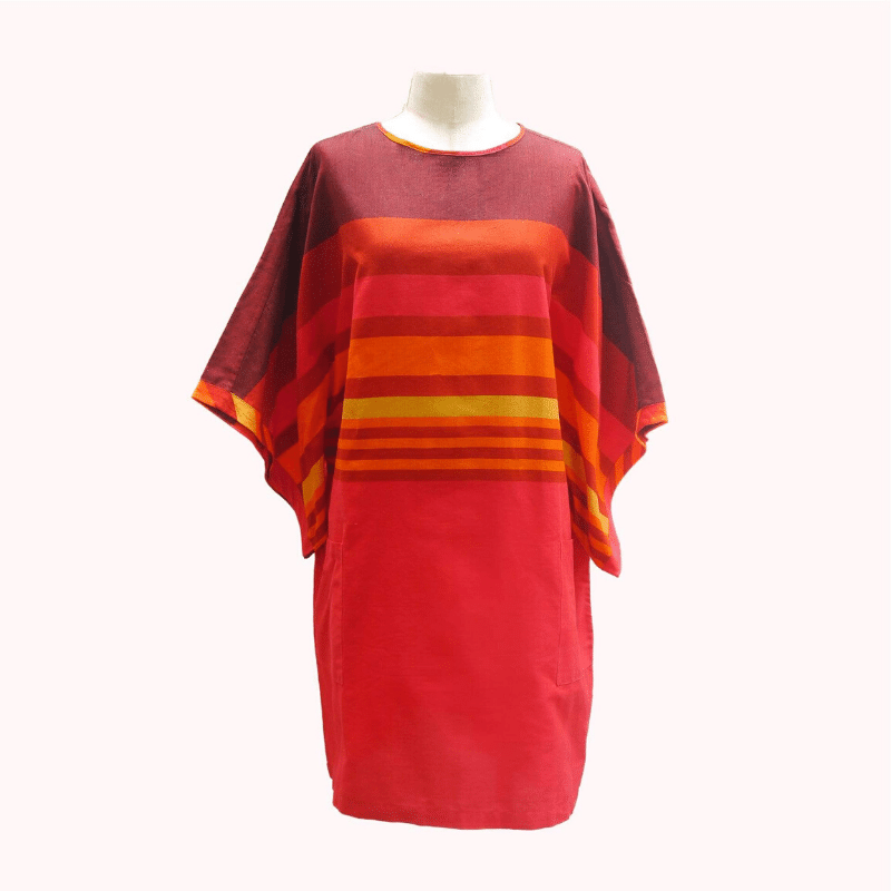 sustainable ethical handmade handloom slow-fashion Handmade Silk &amp; Cotton Shift Dress | Monza made in sri lanka 