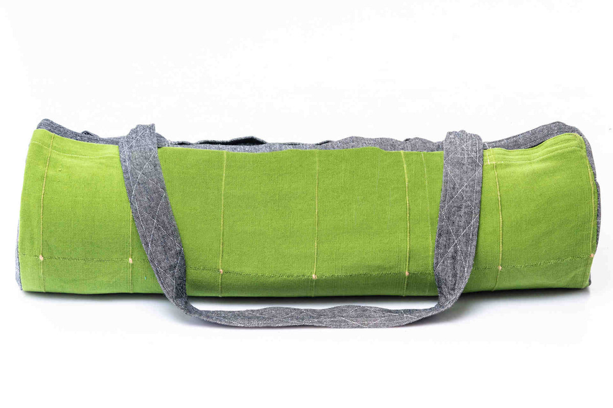 sustainable ethical handmade handloom slow-fashion Handwoven Natural Cotton Yoga Bag | Olive made in sri lanka 