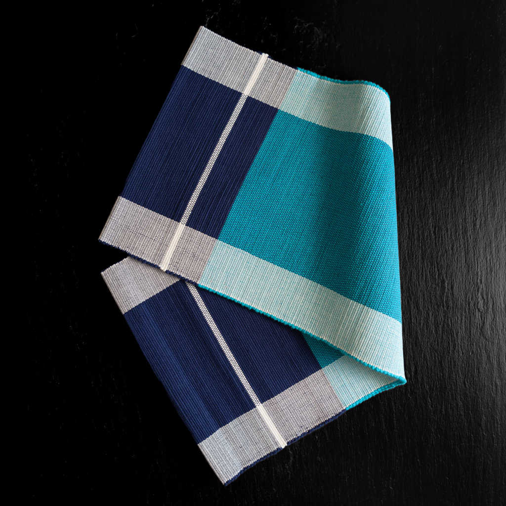 sustainable ethical handmade handloom slow-fashion Handwoven Table Runner - 100% Natural, Hand-Dyed Cotton | Blue Horizon made in sri lanka 