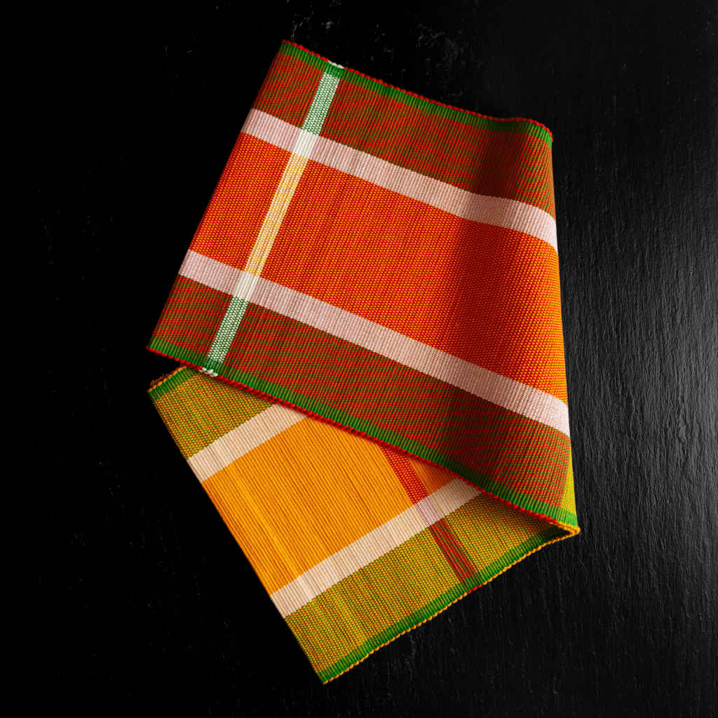 sustainable ethical handmade handloom slow-fashion Handwoven Table Runner - 100% Natural, Hand-Dyed Cotton | Spinach & Carrot made in sri lanka 