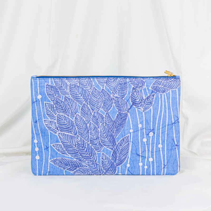 sustainable ethical handmade handloom slow-fashion Macbook Air & Macbook Pro 13" Case/Sleeve Handwoven Agave Fiber+Hand Painted Batik | Blue made in sri lanka 