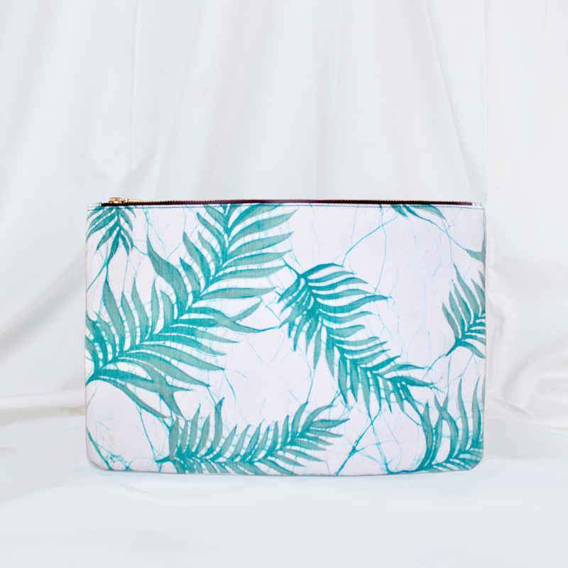 sustainable ethical handmade handloom slow-fashion Macbook Air & Macbook Pro 13" Case/Sleeve Handwoven Agave Fiber+Hand Painted Batik | Turquoise Green made in sri lanka 