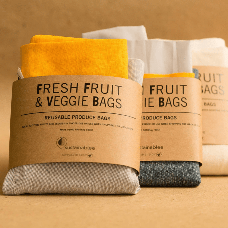sustainable ethical handmade handloom slow-fashion Reusable Washable Eco-friendly Cotton Produce Bags Set of 3 made in sri lanka 