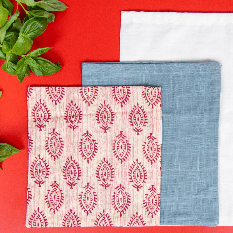 sustainable ethical handmade handloom slow-fashion Reusable Washable Eco-friendly Cotton Produce Bags Set of 3 made in sri lanka 