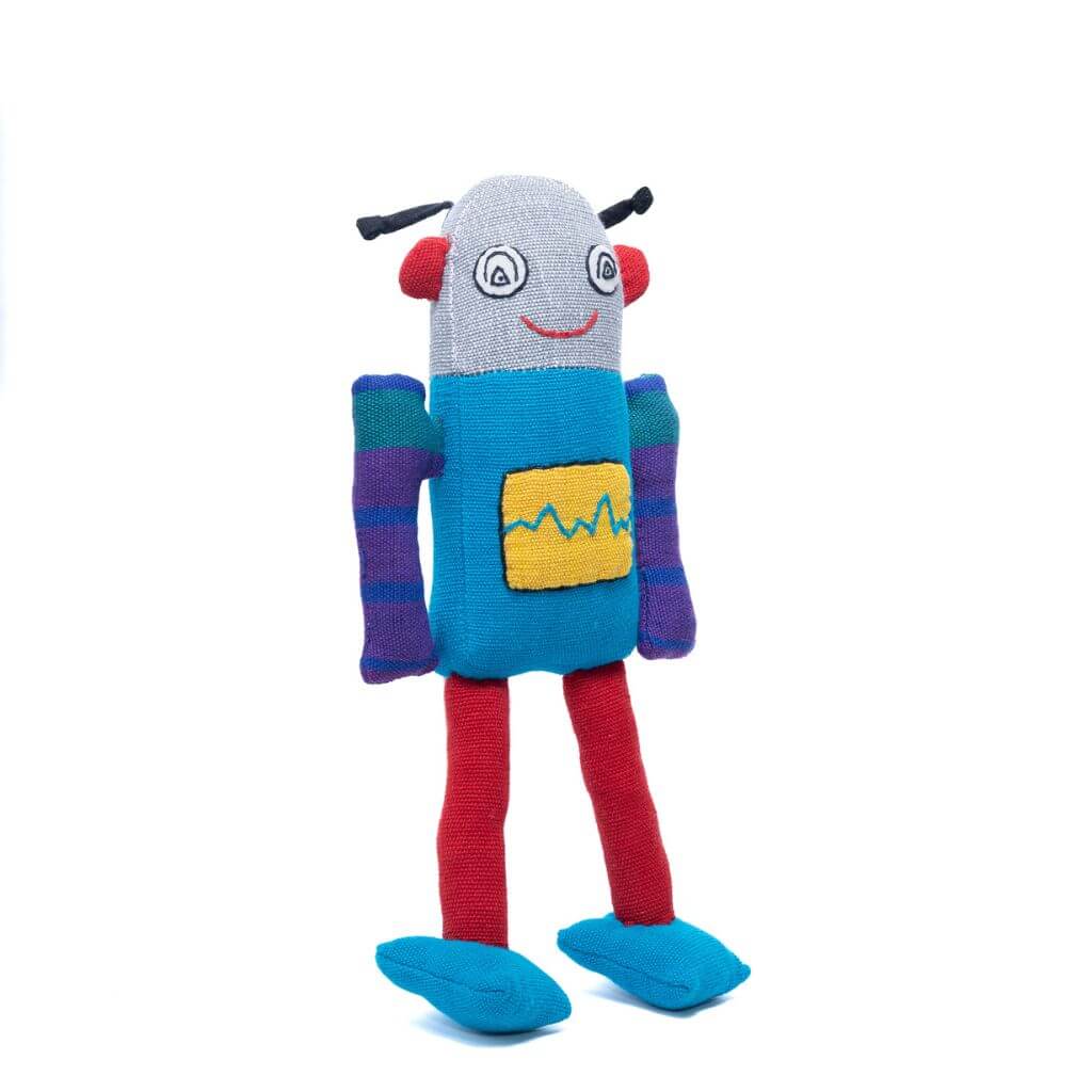 sustainable ethical handmade handloom slow-fashion Stuffed Toy Animals Space Robot Stuffed Toys - Handmade Natural Cotton Fabric and Safety Tested | Jupiter made in sri lanka 