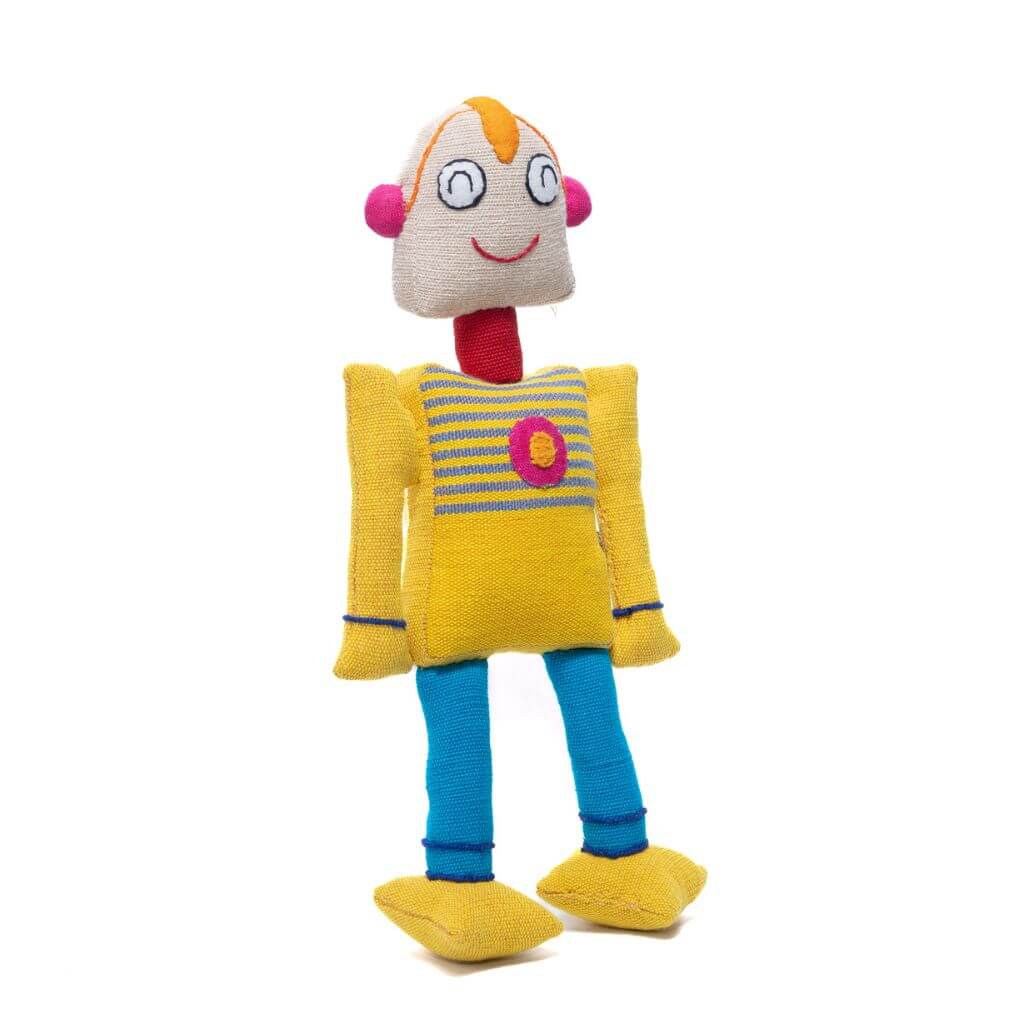 sustainable ethical handmade handloom slow-fashion Stuffed Toy Animals Space Robot Stuffed Toys - Handmade Natural Cotton Fabric and Safety Tested | Ruster made in sri lanka 