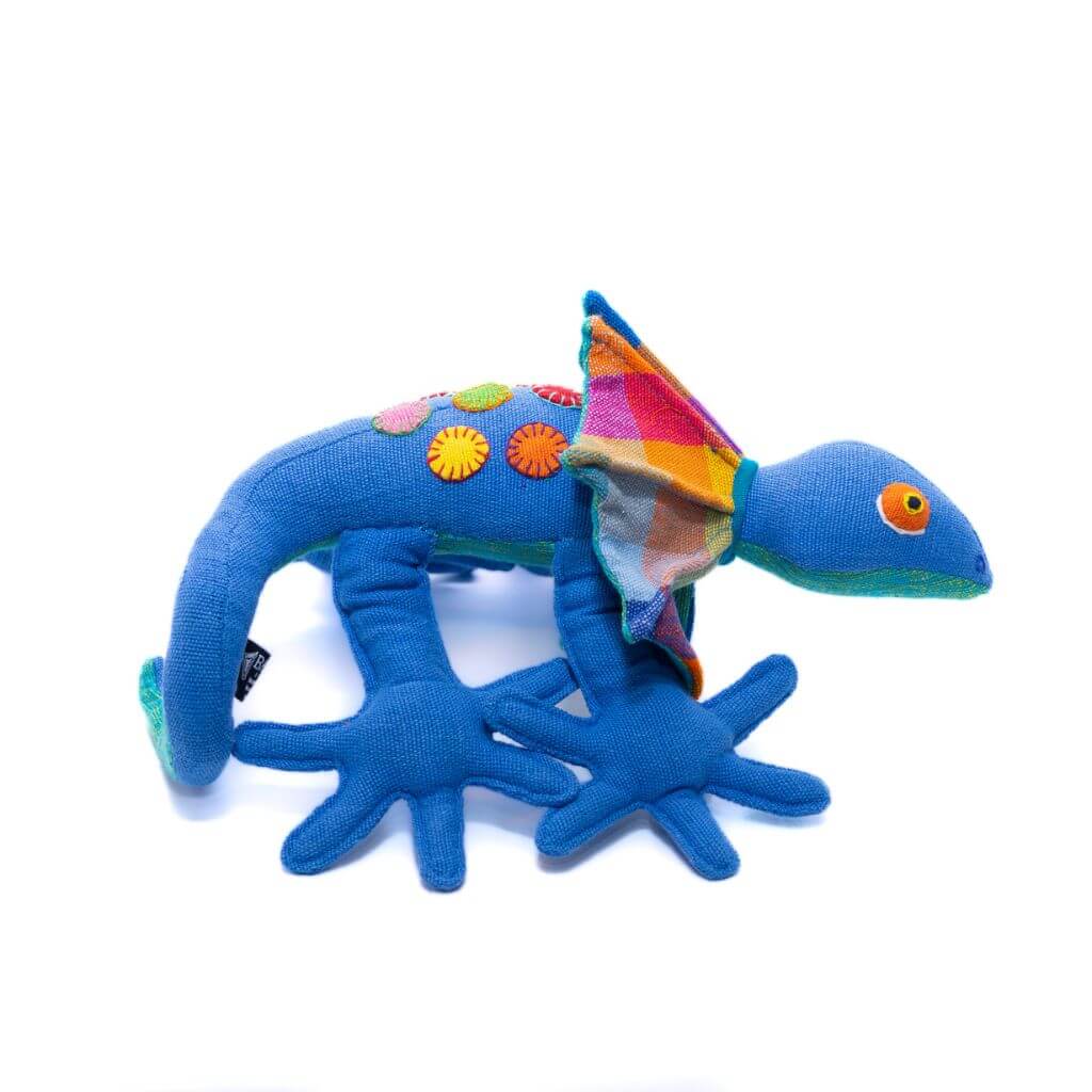 sustainable ethical handmade handloom slow-fashion Stuffed Animals Stuffed Animal Toys - Handmade Natural Cotton Fabric and Safety Tested | Frilled-Neck Lizard made in sri lanka 