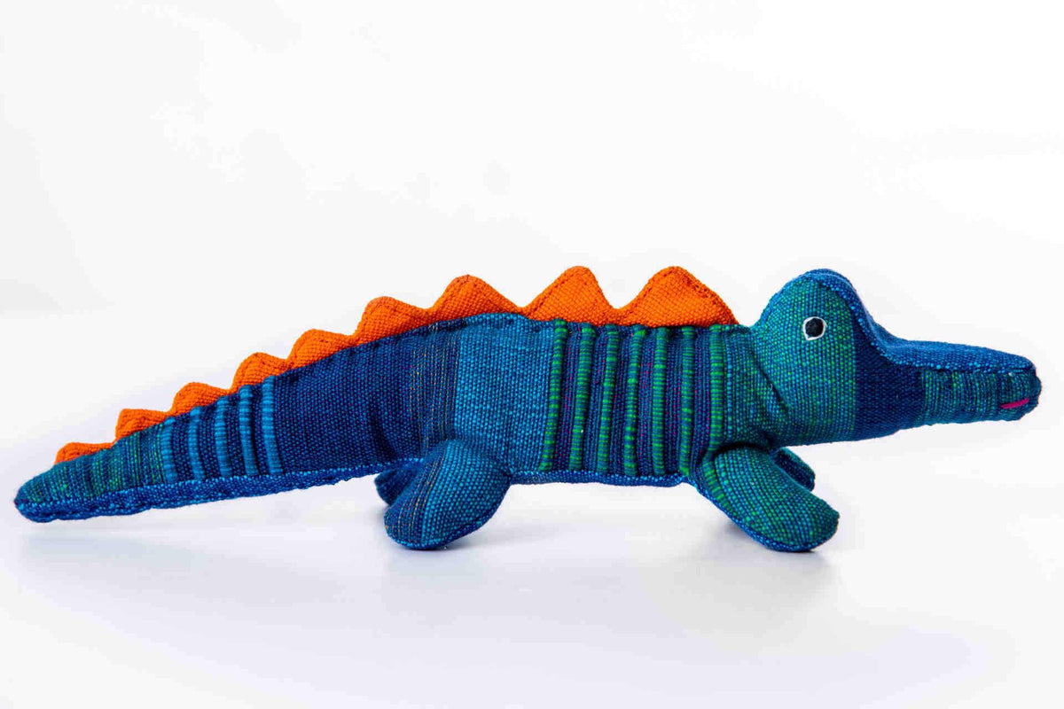 sustainable ethical handmade handloom slow-fashion Stuffed Toy Animals: Handmade, Natural Cotton &amp; Safety Tested | Crocodile made in sri lanka 