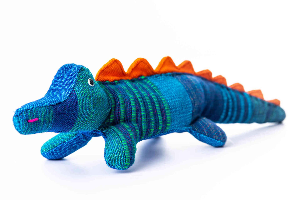 sustainable ethical handmade handloom slow-fashion Stuffed Toy Animals: Handmade, Natural Cotton &amp; Safety Tested | Crocodile made in sri lanka 