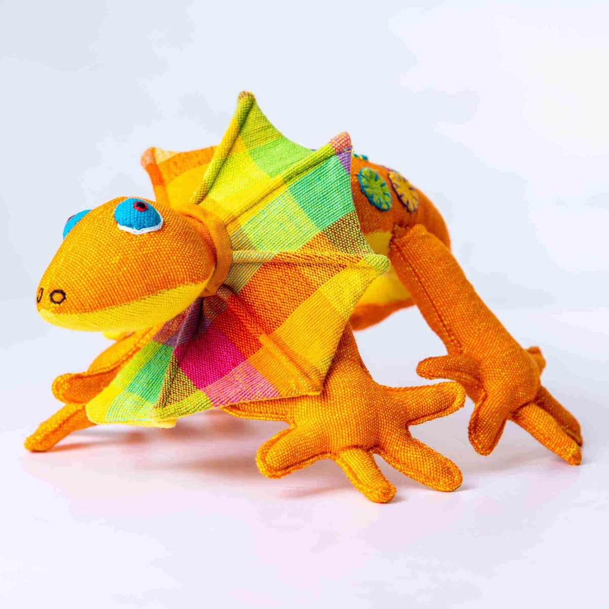 sustainable ethical handmade handloom slow-fashion Stuffed Toy Animals: Handmade, Natural Cotton &amp; Safety Tested | Frilled-Neck Lizard made in sri lanka 