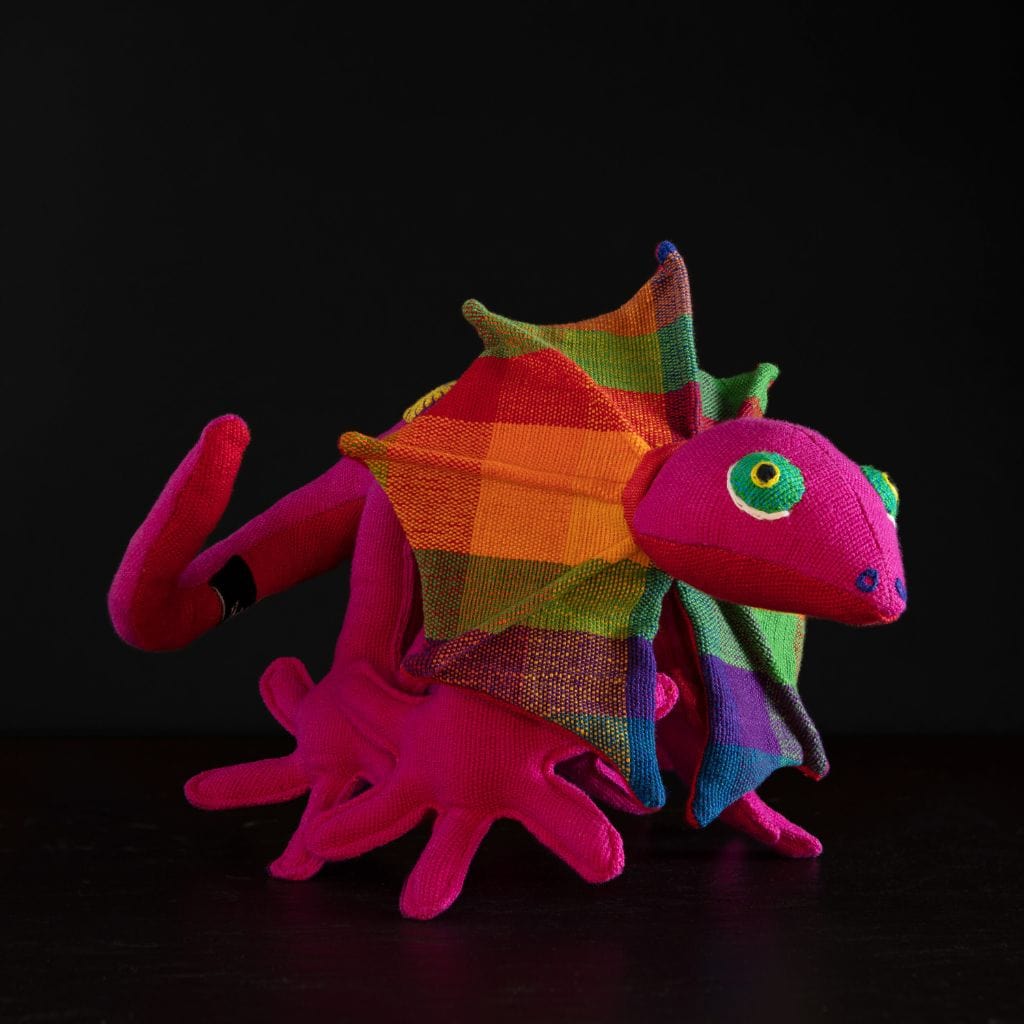 sustainable ethical handmade handloom slow-fashion Stuffed Animals Stuffed Toy Animals: Handmade, Natural Cotton &amp; Safety Tested | Frilled-Neck Lizard made in sri lanka 