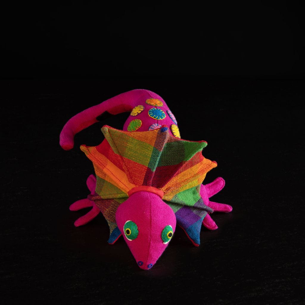 sustainable ethical handmade handloom slow-fashion Stuffed Animals Stuffed Toy Animals: Handmade, Natural Cotton &amp; Safety Tested | Frilled-Neck Lizard made in sri lanka 