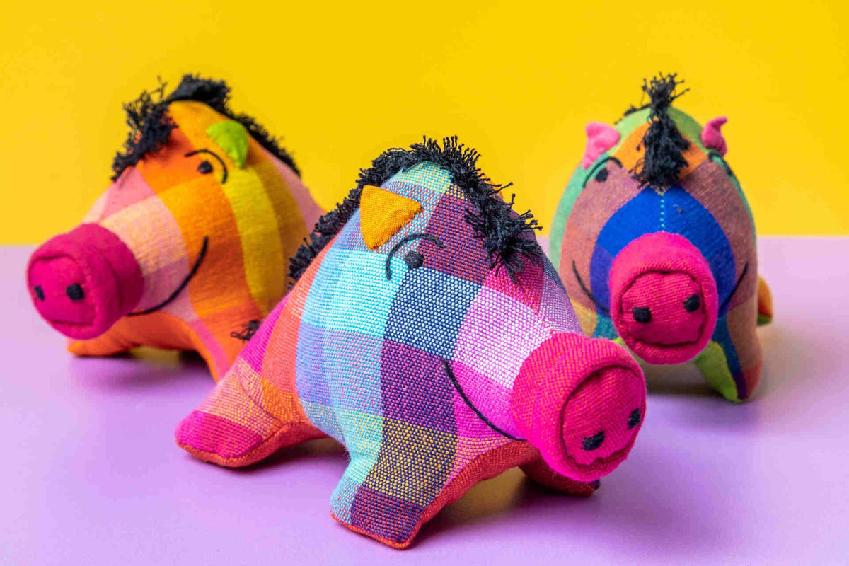 sustainable ethical handmade handloom slow-fashion Stuffed Toy Animals: Handmade, Natural Cotton &amp; Safety Tested | Wild Boar made in sri lanka 