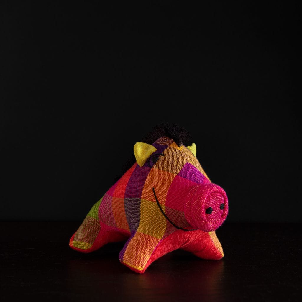 sustainable ethical handmade handloom slow-fashion Stuffed Animals Stuffed Toy Animals: Handmade, Natural Cotton & Safety Tested | Wild Boar/Pig made in sri lanka 