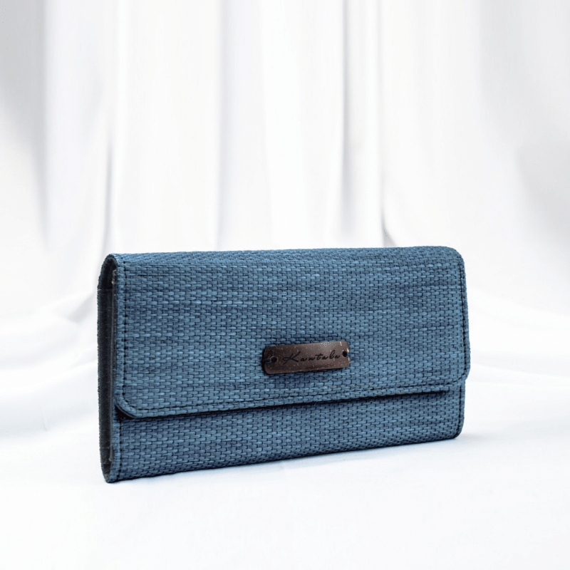 sustainable ethical handmade handloom slow-fashion Vegan Women’s Wallet: Handwoven PETA Approved Agave Fiber and Pinatex | Teal made in sri lanka 