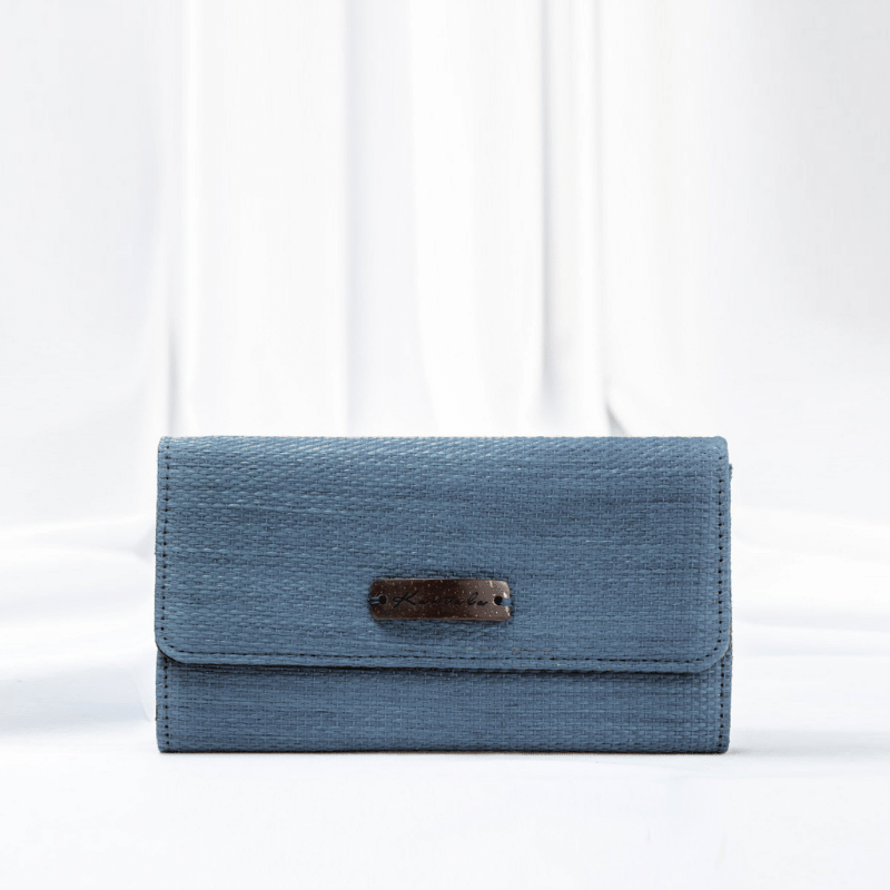 sustainable ethical handmade handloom slow-fashion Vegan Women’s Wallet: Handwoven PETA Approved Agave Fiber and Pinatex | Teal made in sri lanka 