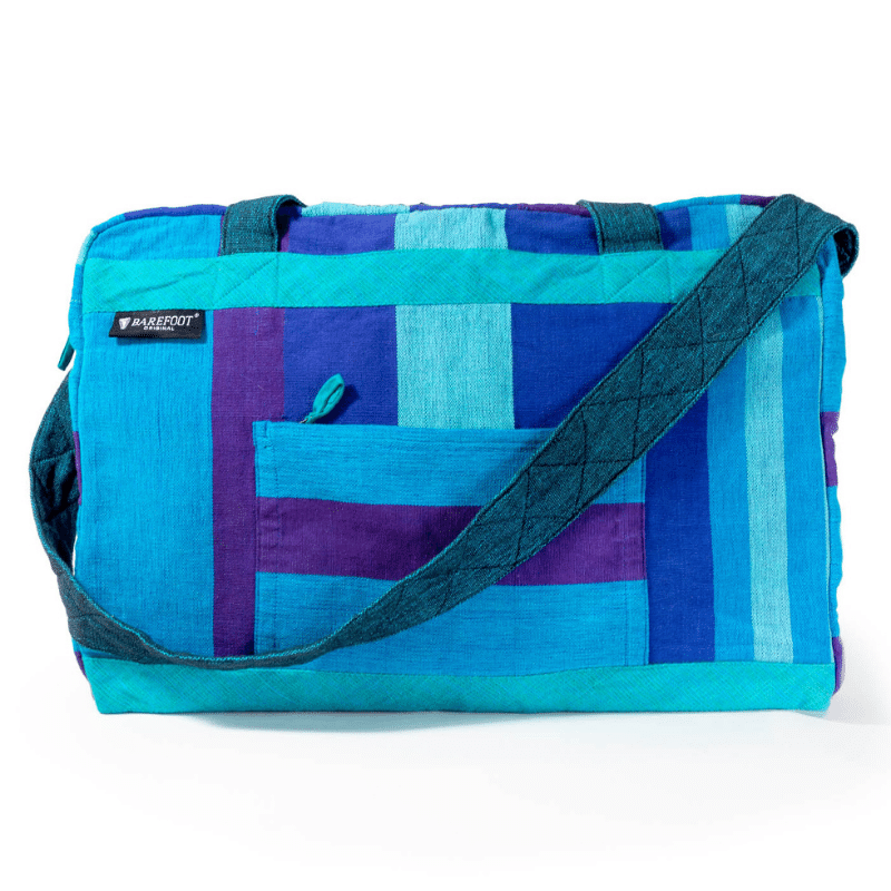 sustainable ethical handmade handloom slow-fashion Weekender Medium Travel Bag - Handwoven Cotton [Curious Blue] made in sri lanka 